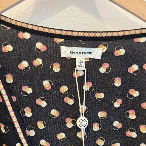 Max Studio Black Polka Dot Wrap Dress - Picture 2 of 4